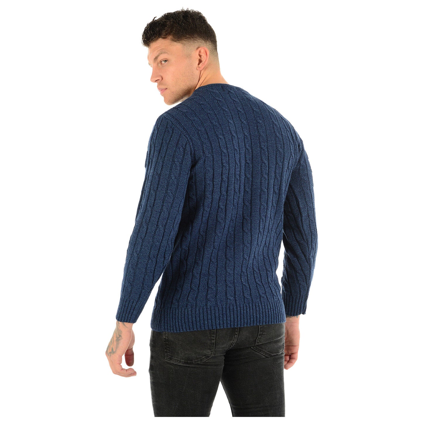 MENS CHUNKY CABLE KNIT JUMPER PLAIN PULLOVER THICK WARM WINTER KNITTED SWEATER Stylish & Warm Pullover Knit