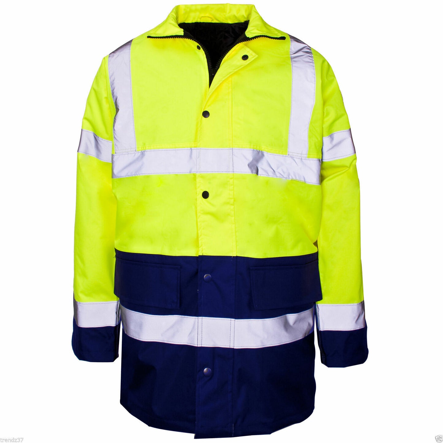 HI VIS PARKA JACKET HIGH VISIBILITY REFLECTIVE WATERPROOF WORKWEAR PADDED HOODED COAT