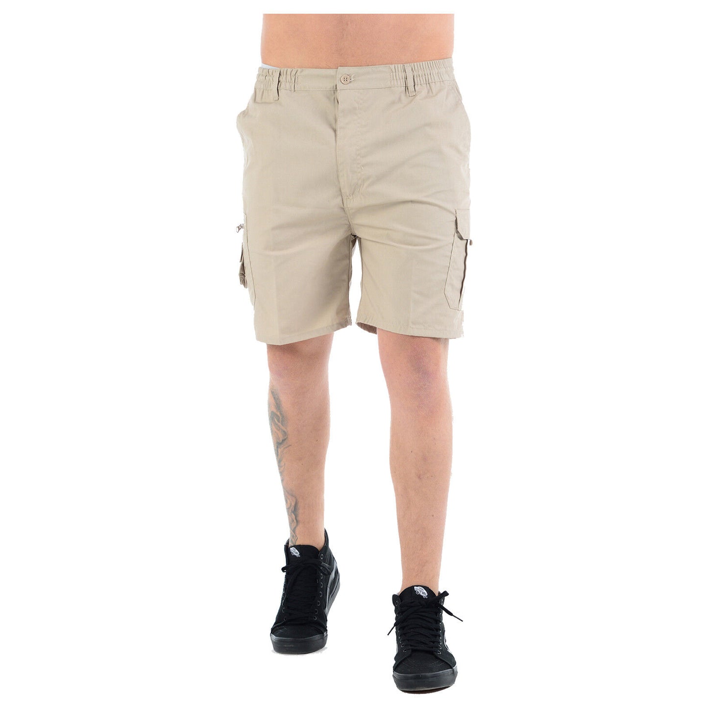 MENS PLAIN CARGO SHORTS QUICK DRY COMBAT CASUAL SUMMER BEACH WORKWEAR POLY COTTON MULTI POCKET LIGHTWEIGHT PANTS