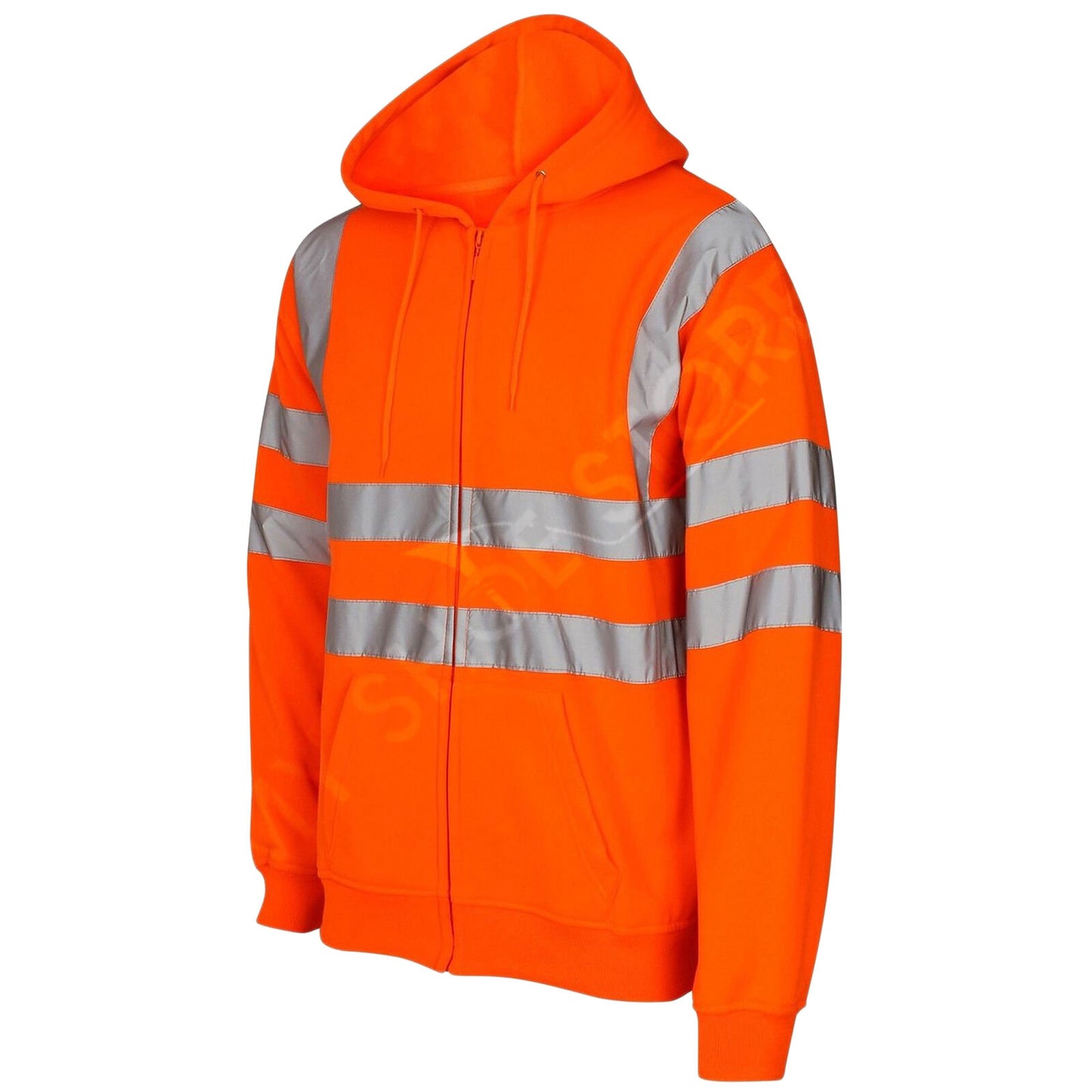 HI VIS VIZ HOODED SWEATSHIRT HIGH VISIBILITY REFLECTIVE WORKWEAR FLEECE JACKET