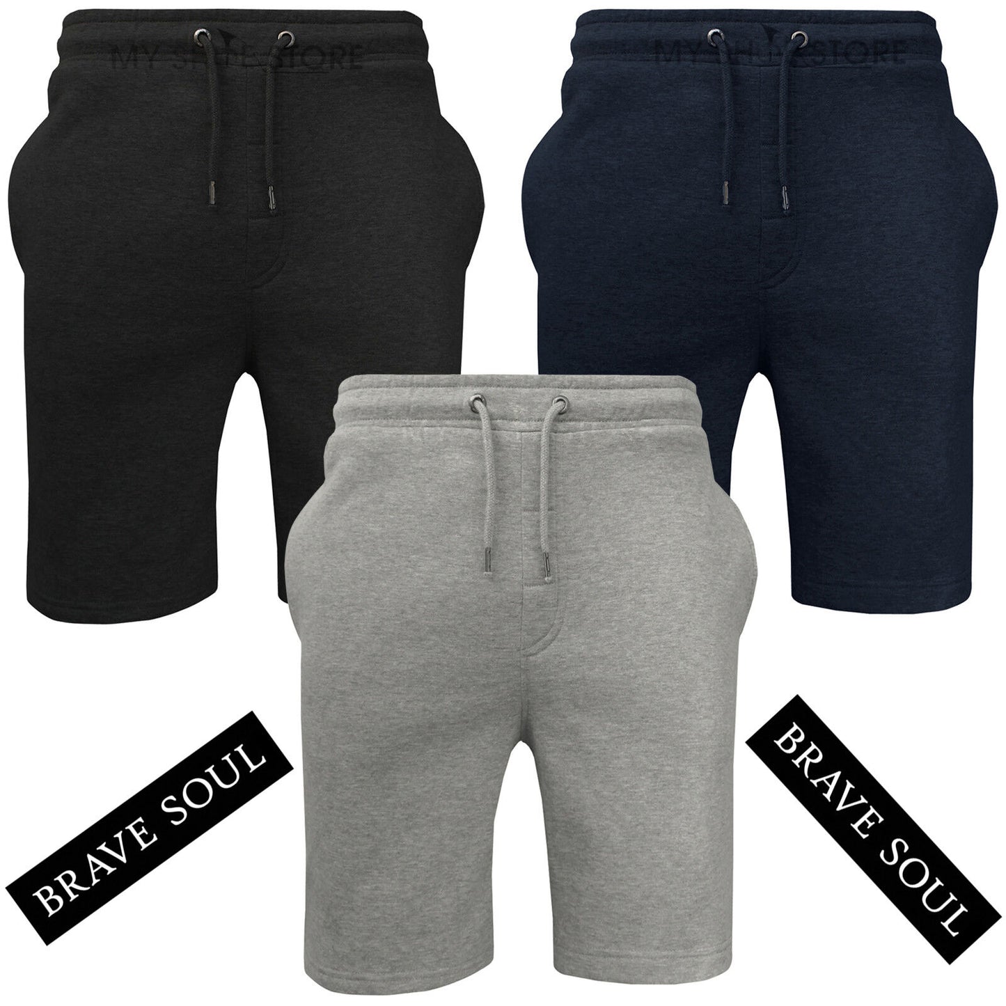 BRAVE SOUL MENS JOGGING SHORTS JERSEY FLEECE BAGGY SWEAT BOTTOMS RUNNING GYM COMFY CASUAL ACTIVEWEAR SUMMER SHORTS