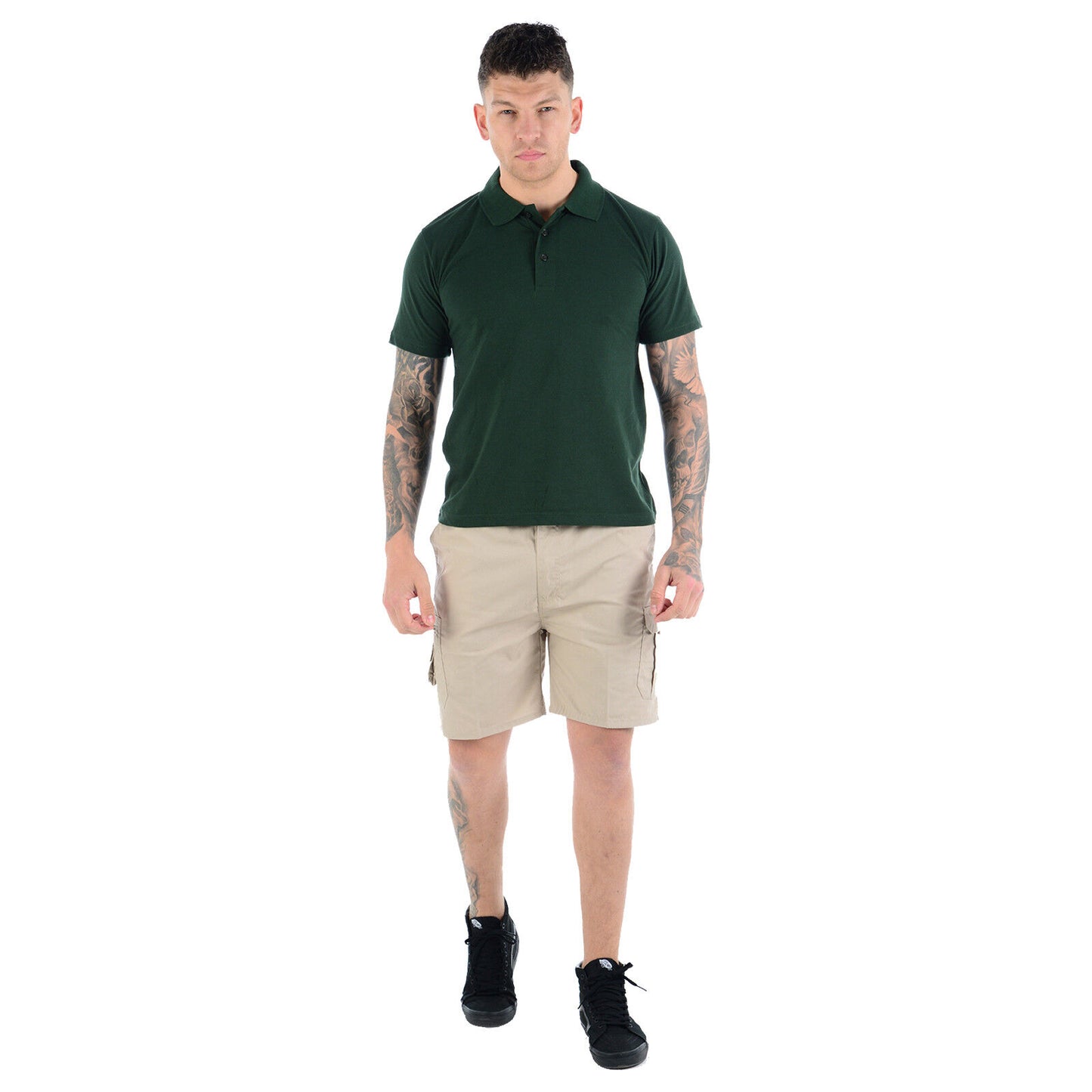 MENS PLAIN CARGO SHORTS QUICK DRY COMBAT CASUAL SUMMER BEACH WORKWEAR POLY COTTON MULTI POCKET LIGHTWEIGHT PANTS