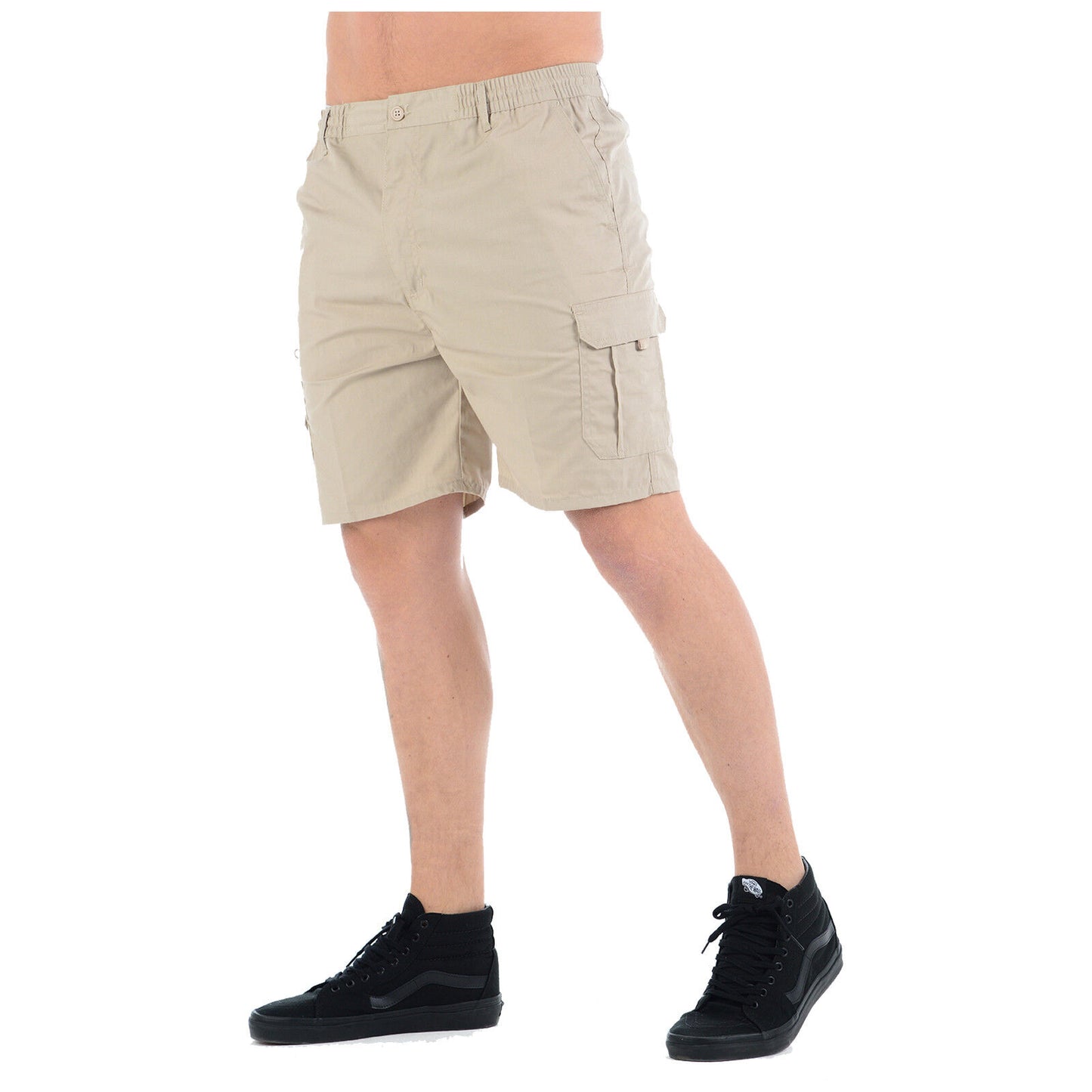 MENS PLAIN CARGO SHORTS QUICK DRY COMBAT CASUAL SUMMER BEACH WORKWEAR POLY COTTON MULTI POCKET LIGHTWEIGHT PANTS