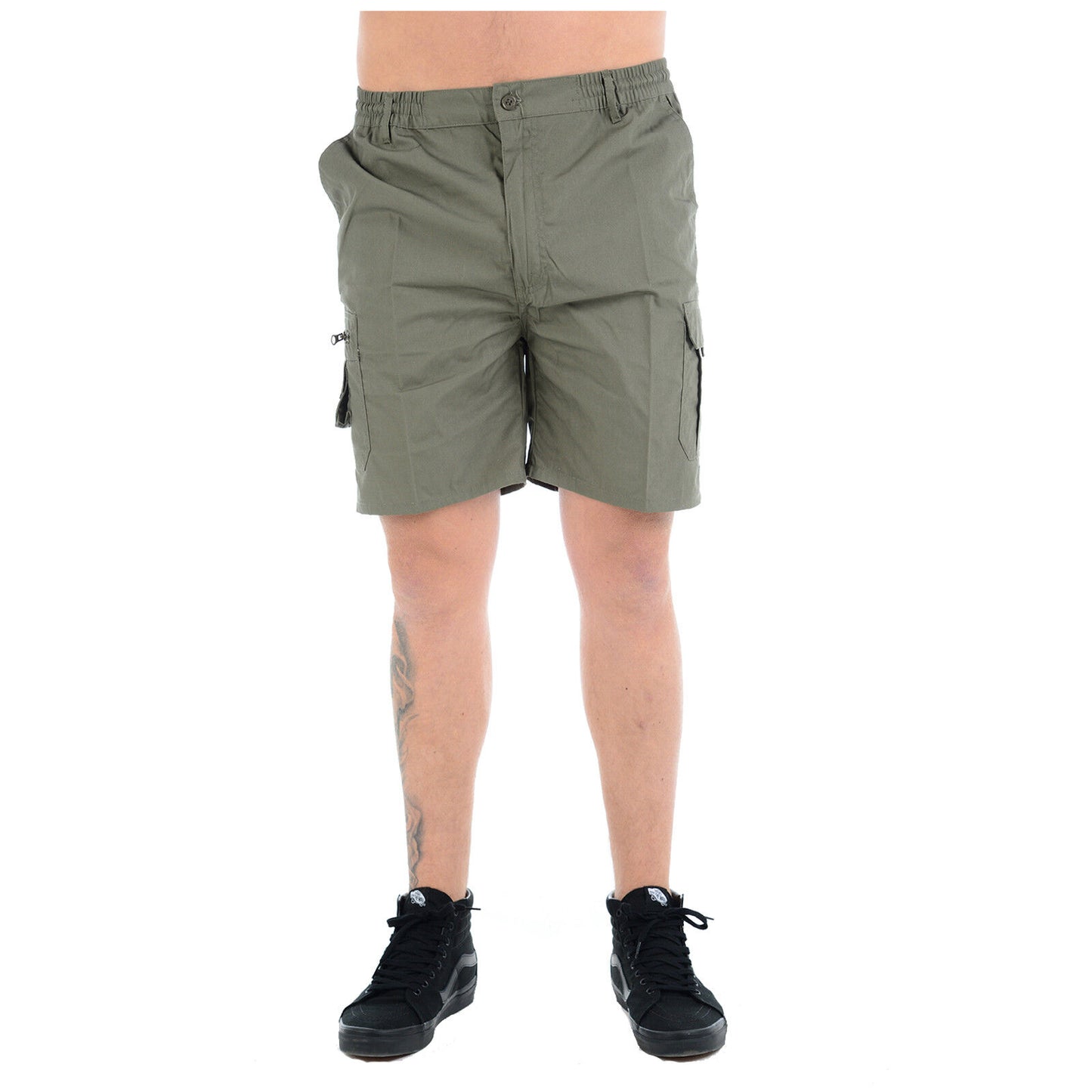 MENS PLAIN CARGO SHORTS QUICK DRY COMBAT CASUAL SUMMER BEACH WORKWEAR POLY COTTON MULTI POCKET LIGHTWEIGHT PANTS