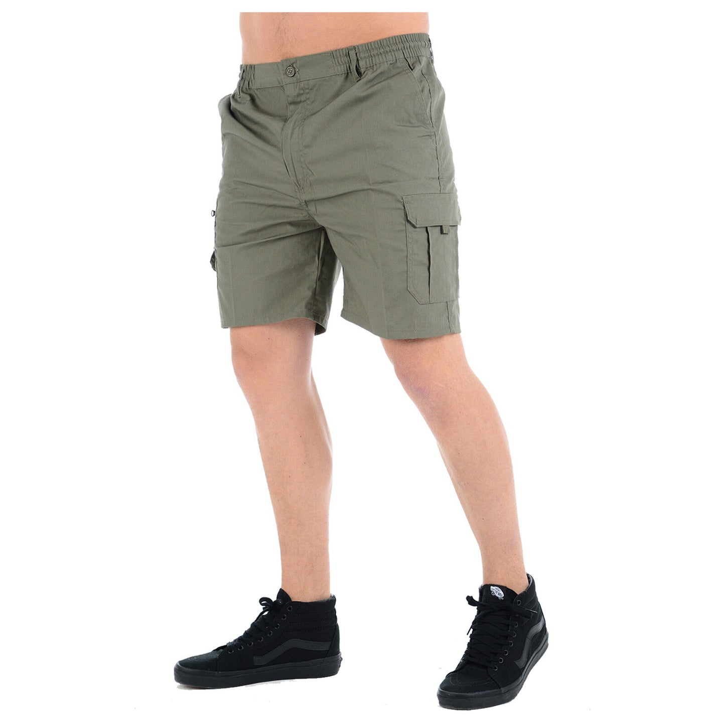 MENS PLAIN CARGO SHORTS QUICK DRY COMBAT CASUAL SUMMER BEACH WORKWEAR POLY COTTON MULTI POCKET LIGHTWEIGHT PANTS