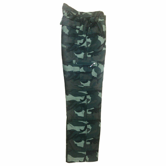 MENS FLEECE LINED CARGO BOTTOMS ELASTICATED WALKING TROUSERS COMBAT WORK PANTS
