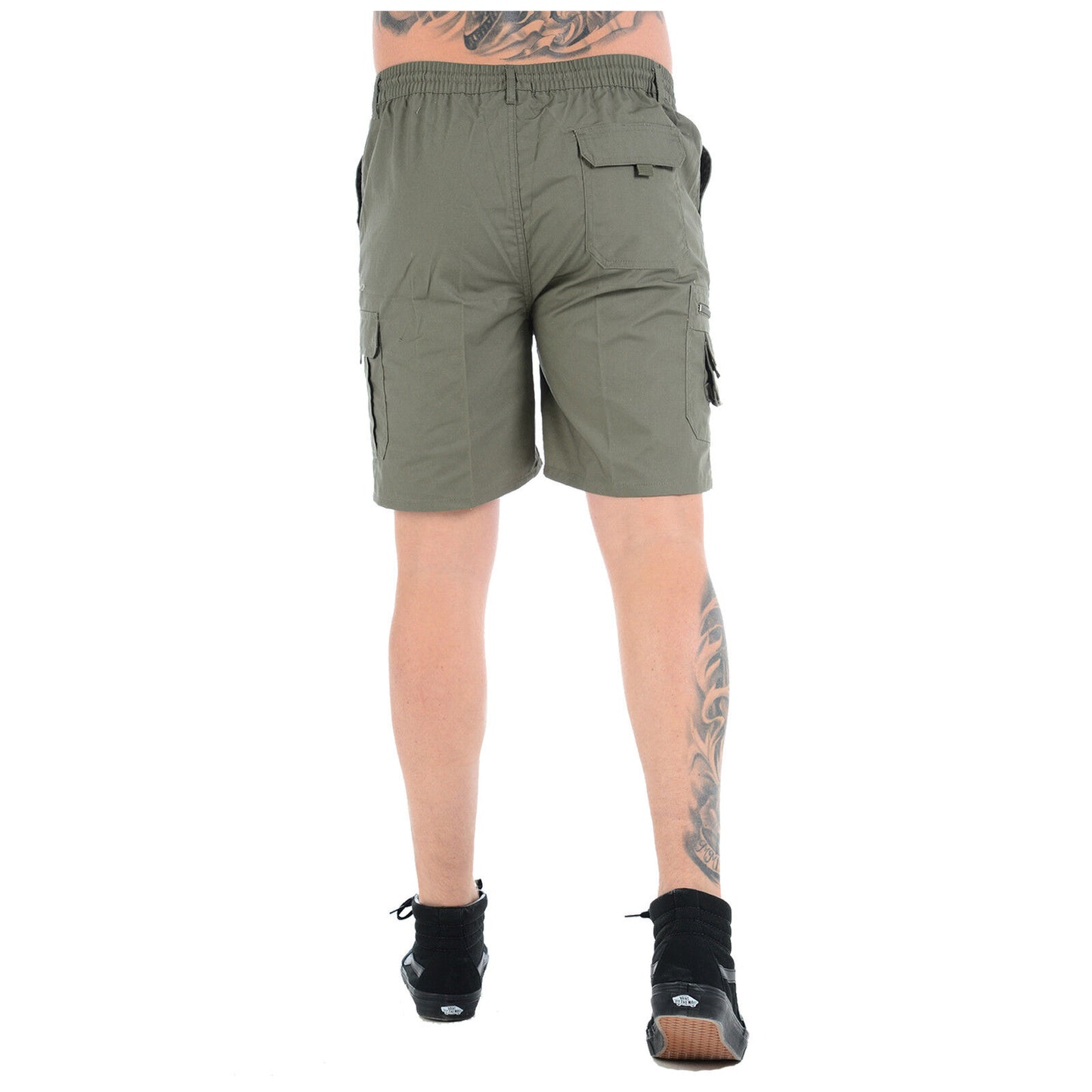 MENS PLAIN CARGO SHORTS QUICK DRY COMBAT CASUAL SUMMER BEACH WORKWEAR POLY COTTON MULTI POCKET LIGHTWEIGHT PANTS