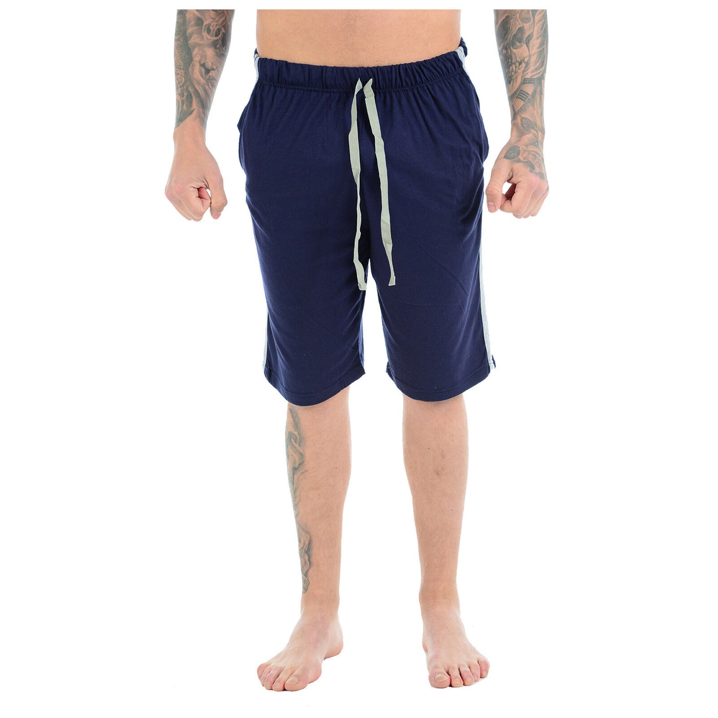 MENS CASUAL LOUNGE SHORTS POLY COTTON PJS NIGHT WEAR PYJAMAS SLEEPWEAR BOTTOMS (Relaxed Fit, Breathable, Multiple Pockets)