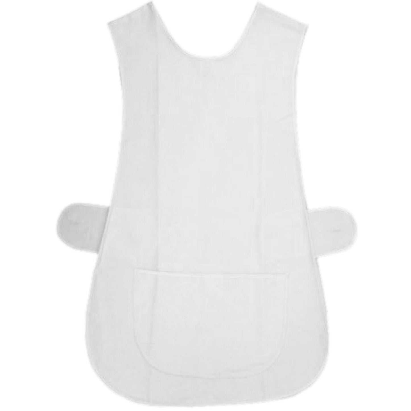 WHITE PIPING TABARD LADIES WOMEN APRON OVERALL KITCHEN CATERING CLEANING BAR TABBARD