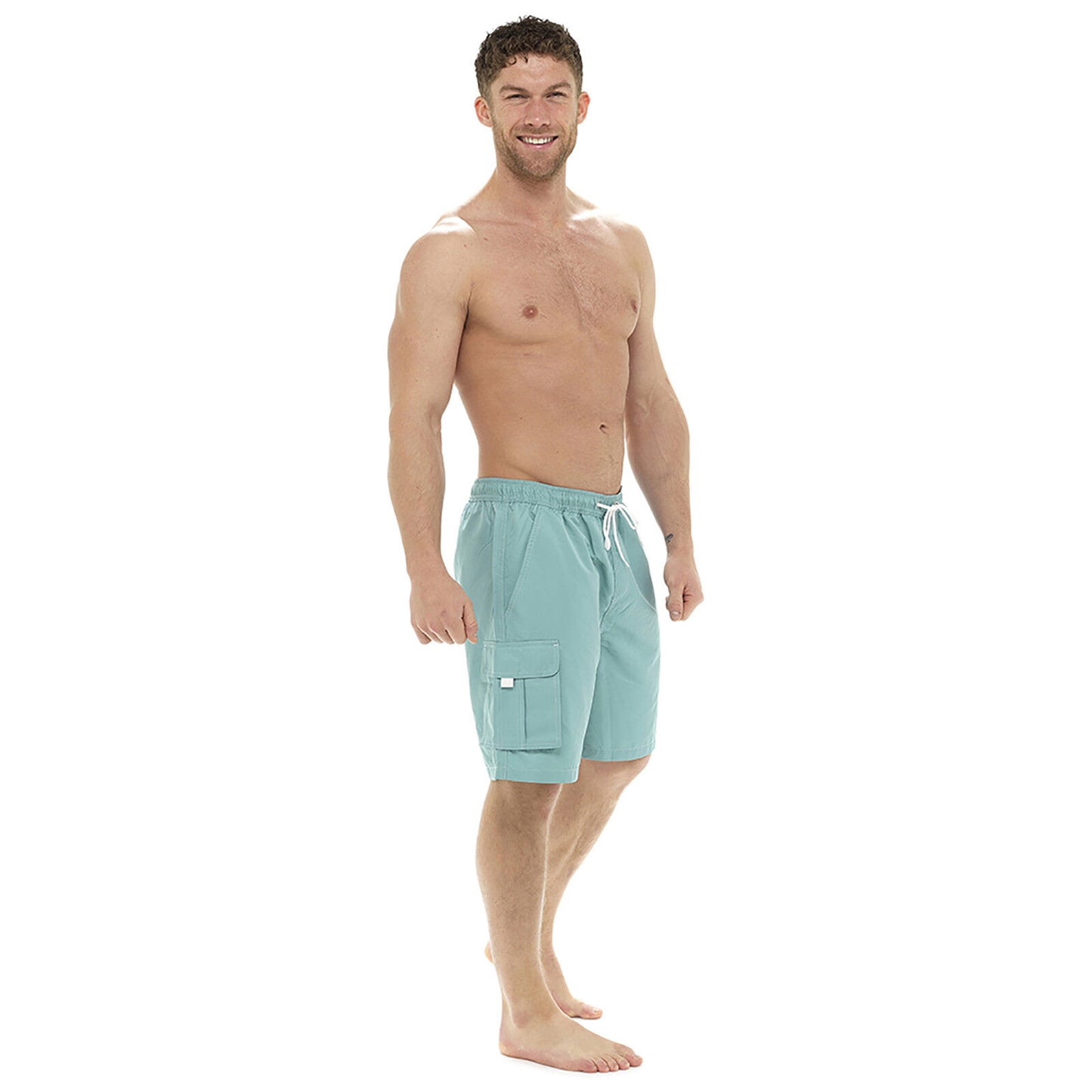MENS CARGO FLAP POCKET SWIMMING SHORTS POOL SURF GENTS HOLIDAY BEACH SWIM TRUNKS