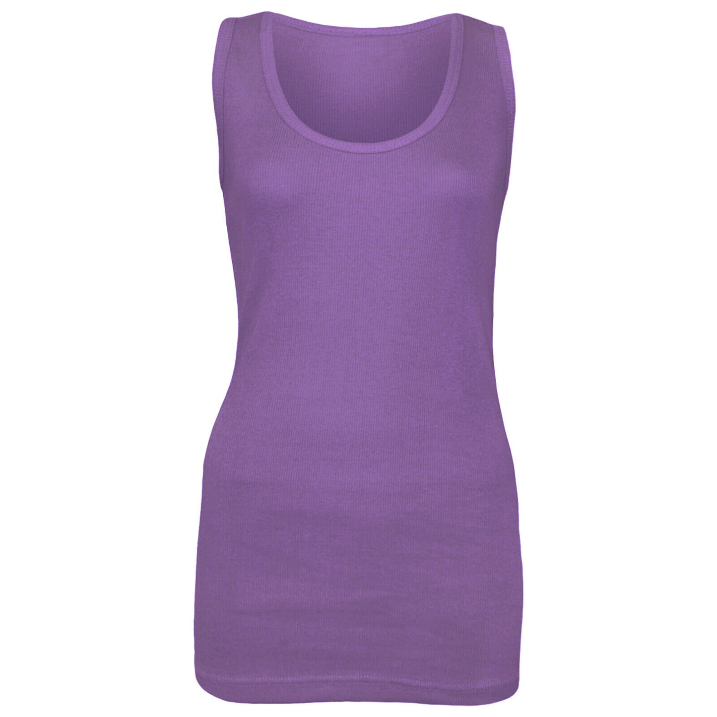 NEW LADIES WOMENS PLAIN SUMMER STRETCHY RIBBED CASUAL TOP T SHIRT MUSCLE VEST