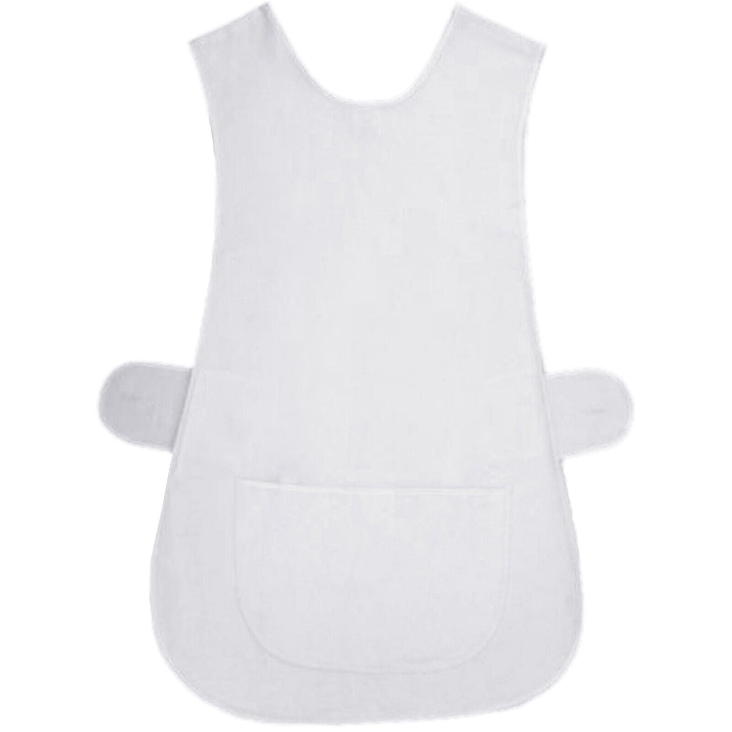 2 PACK WHITE PIPING TABARD LADIES WHITE APRON WOMENS KITCHEN CLEANING CHEF CATERING BAR TABBARD OVERALL