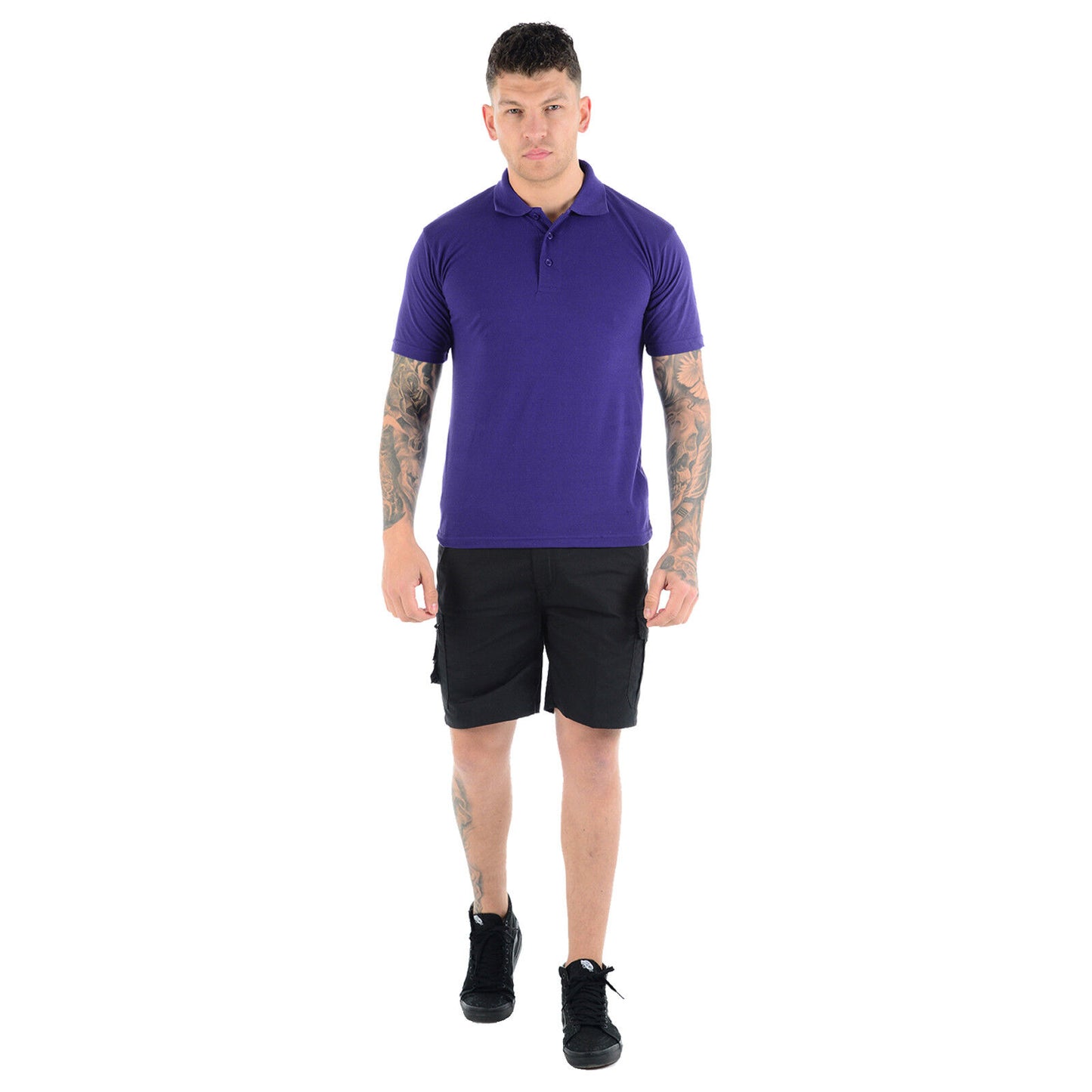 MENS PLAIN CARGO SHORTS QUICK DRY COMBAT CASUAL SUMMER BEACH WORKWEAR POLY COTTON MULTI POCKET LIGHTWEIGHT PANTS
