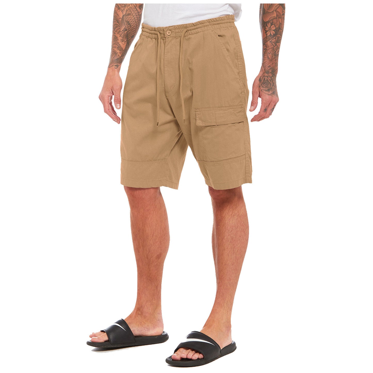 MENS CARGO SHORTS SUMMER CASUAL COMBAT WORK HALF PANTS POLY COTTON LIGHTWEIGHT BEACH SPORTS UTILITY POCKETS