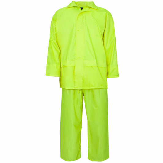 MENS HOODED WATERPROOF RAINSUIT PVC OVERALL RAINWEAR WORKWEAR SAFETY CLOTHING FULL BODY SUIT OUTDOOR WET WEATHER GEAR SIZE OPTIONS