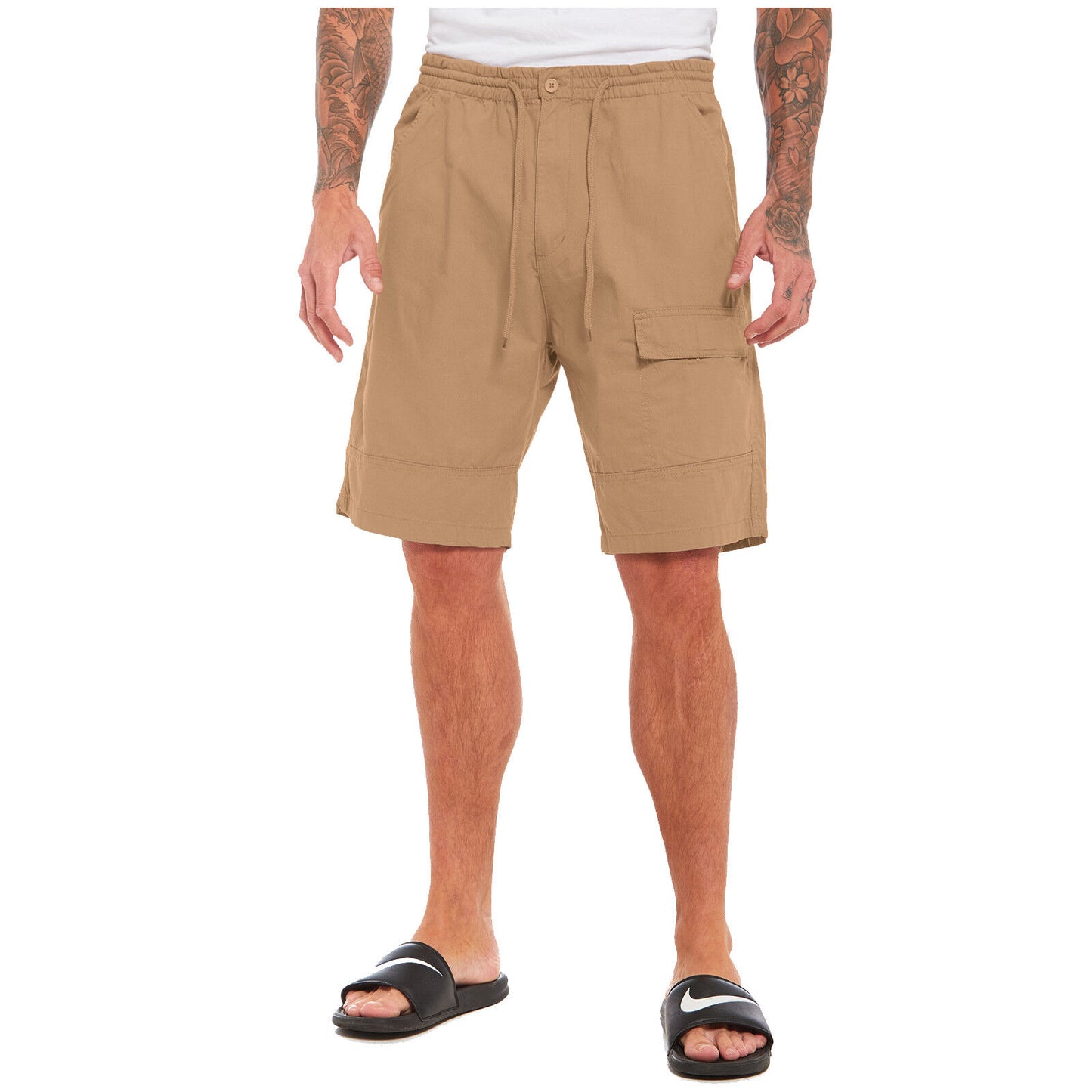 MENS CARGO SHORTS SUMMER CASUAL COMBAT WORK HALF PANTS POLY COTTON LIGHTWEIGHT BEACH SPORTS UTILITY POCKETS