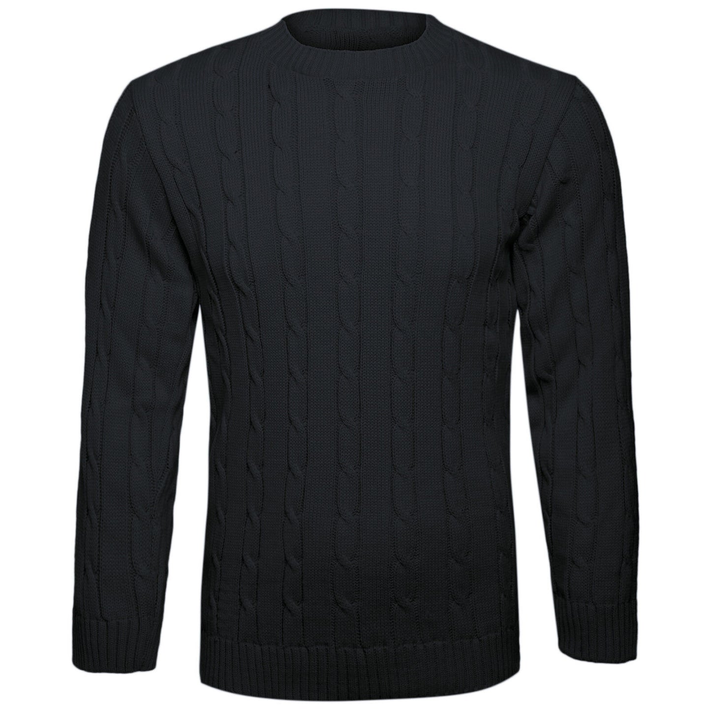 MENS CHUNKY CABLE KNIT JUMPER PLAIN PULLOVER THICK WARM WINTER KNITTED SWEATER Stylish & Warm Pullover Knit