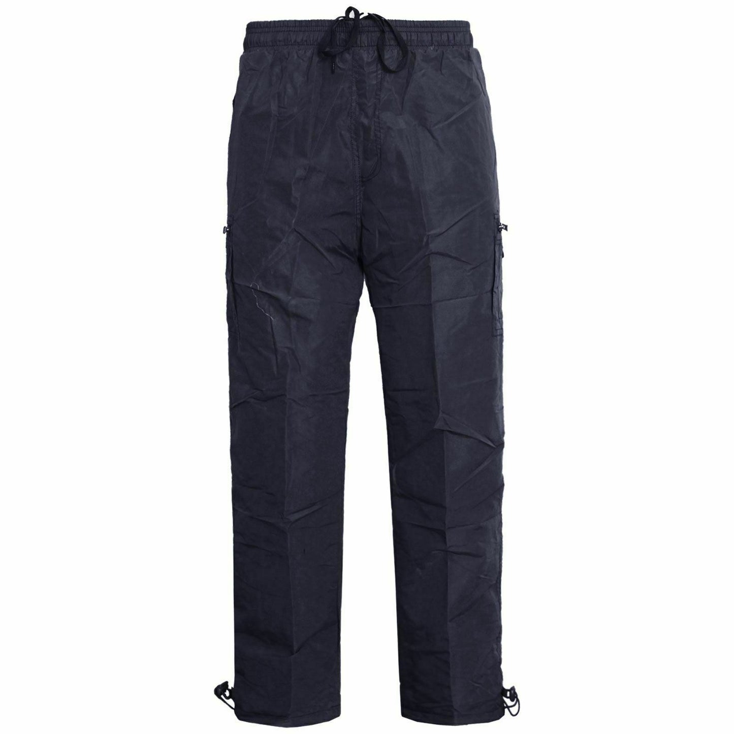 MENS FLEECE LINED THERMAL TROUSERS WINTER CASUAL ELASTICATED WAIST CARGO PANTS