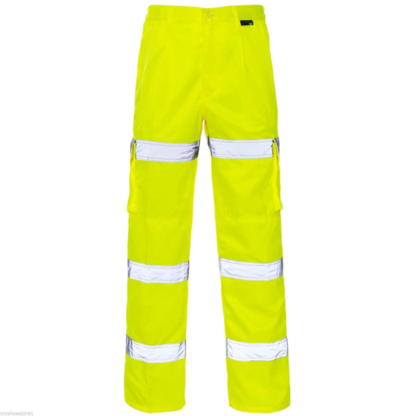 HI VIZ VIS 3 BAND COMBAT TROUSERS POLYCOTTON SAFETY WORKWEAR CARGO PANTS BOTTOMS