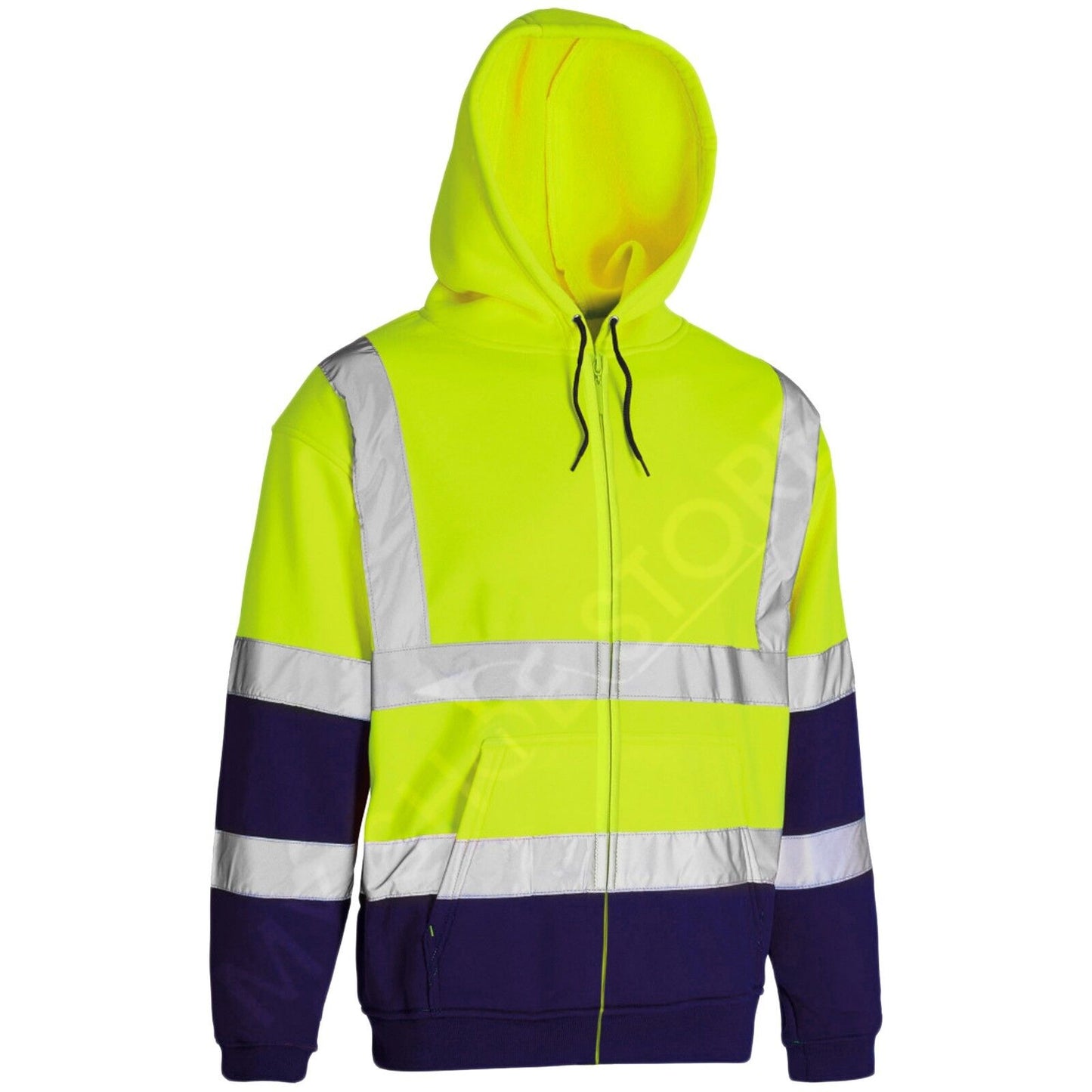 HI VIS VIZ HOODED SWEATSHIRT HIGH VISIBILITY REFLECTIVE WORKWEAR FLEECE JACKET