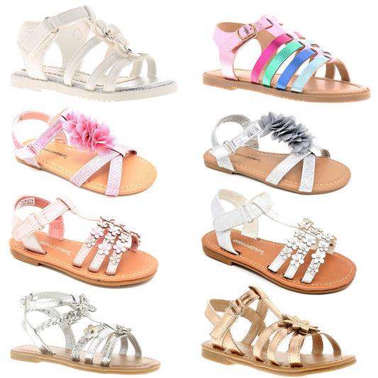 GIRLS CHILDREN SUMMER SANDALS CASUAL HOLIDAY FLAT PARTY PRINCESS FLIP FLOP SHOES