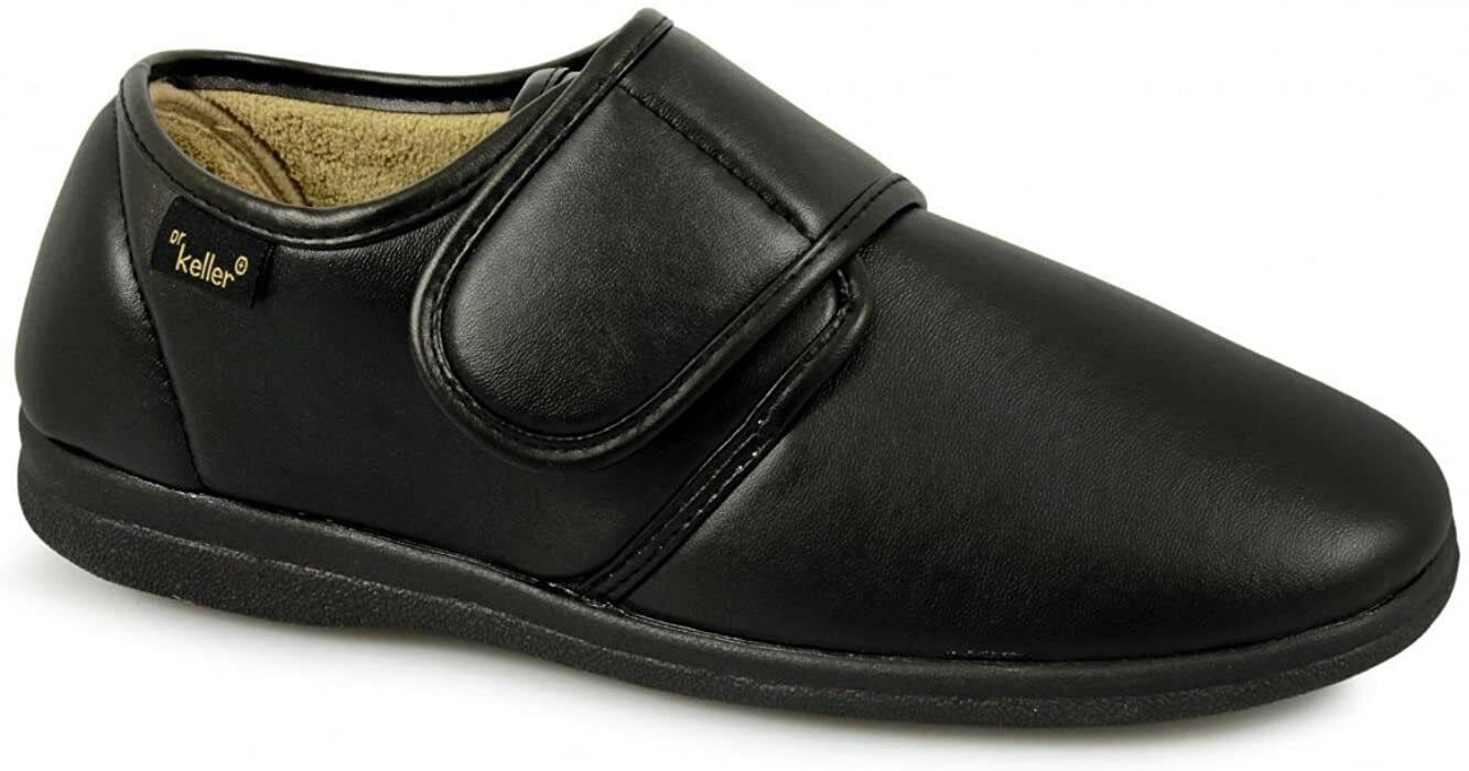 DR KELLER MENS SLIPPERS STRAP FLEECE UPPER WARM CUSHIONED CASUAL SLIP ON SHOES