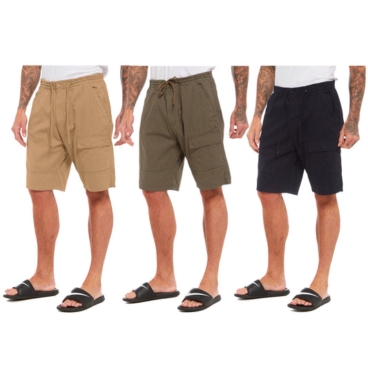 MENS CARGO SHORTS SUMMER CASUAL COMBAT WORK HALF PANTS POLY COTTON LIGHTWEIGHT BEACH SPORTS UTILITY POCKETS