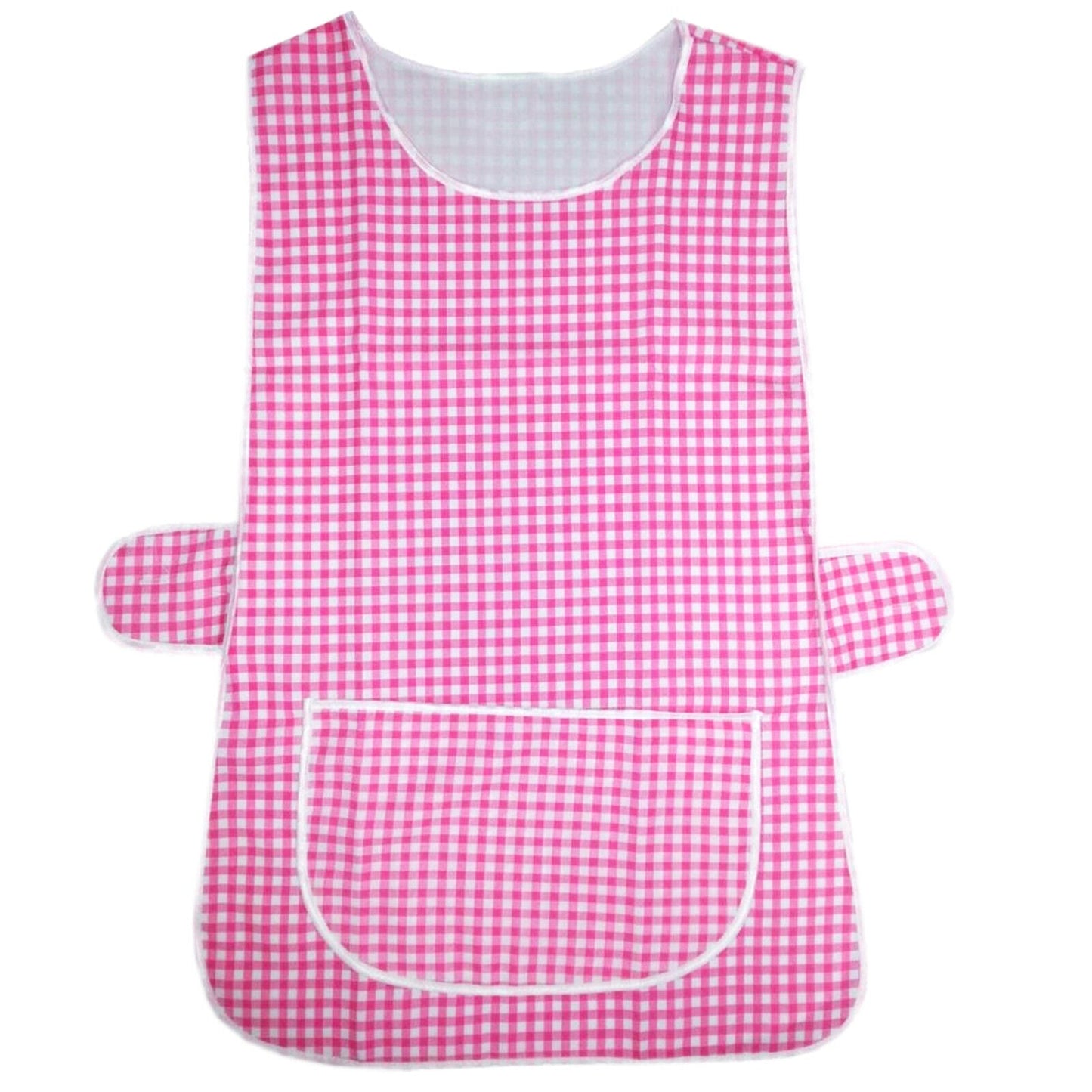 2 PACK WHITE PIPING TABARD LADIES WHITE APRON WOMENS KITCHEN CLEANING CHEF CATERING BAR TABBARD OVERALL
