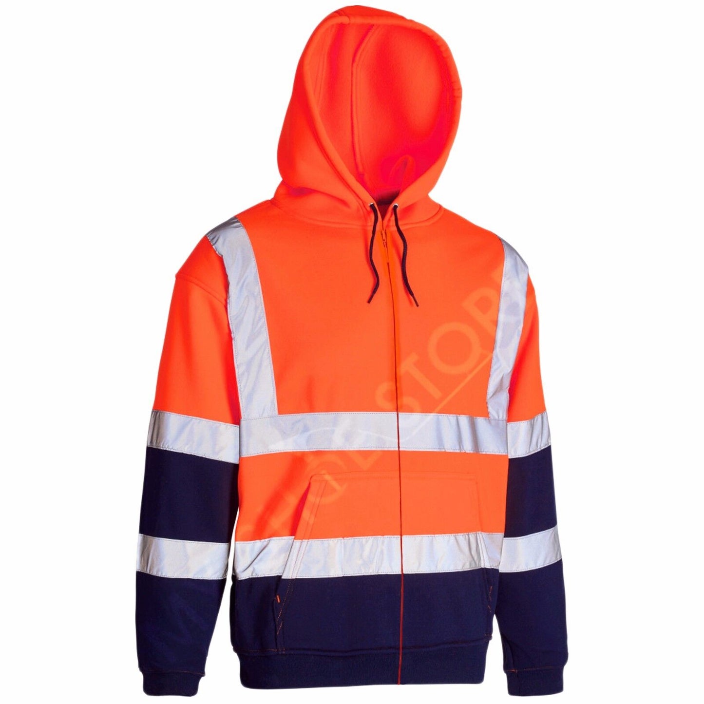 HI VIS VIZ HOODED SWEATSHIRT HIGH VISIBILITY REFLECTIVE WORKWEAR FLEECE JACKET
