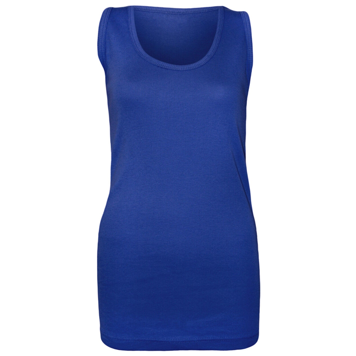 NEW LADIES WOMENS PLAIN SUMMER STRETCHY RIBBED CASUAL TOP T SHIRT MUSCLE VEST