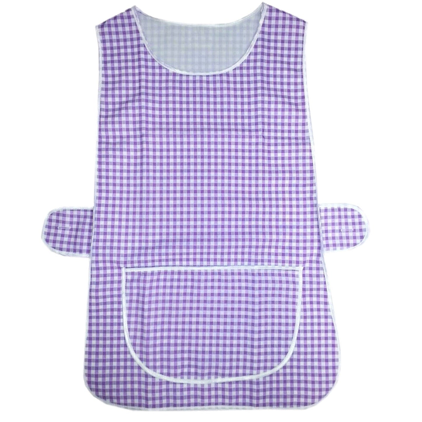 2 PACK WHITE PIPING TABARD LADIES WHITE APRON WOMENS KITCHEN CLEANING CHEF CATERING BAR TABBARD OVERALL