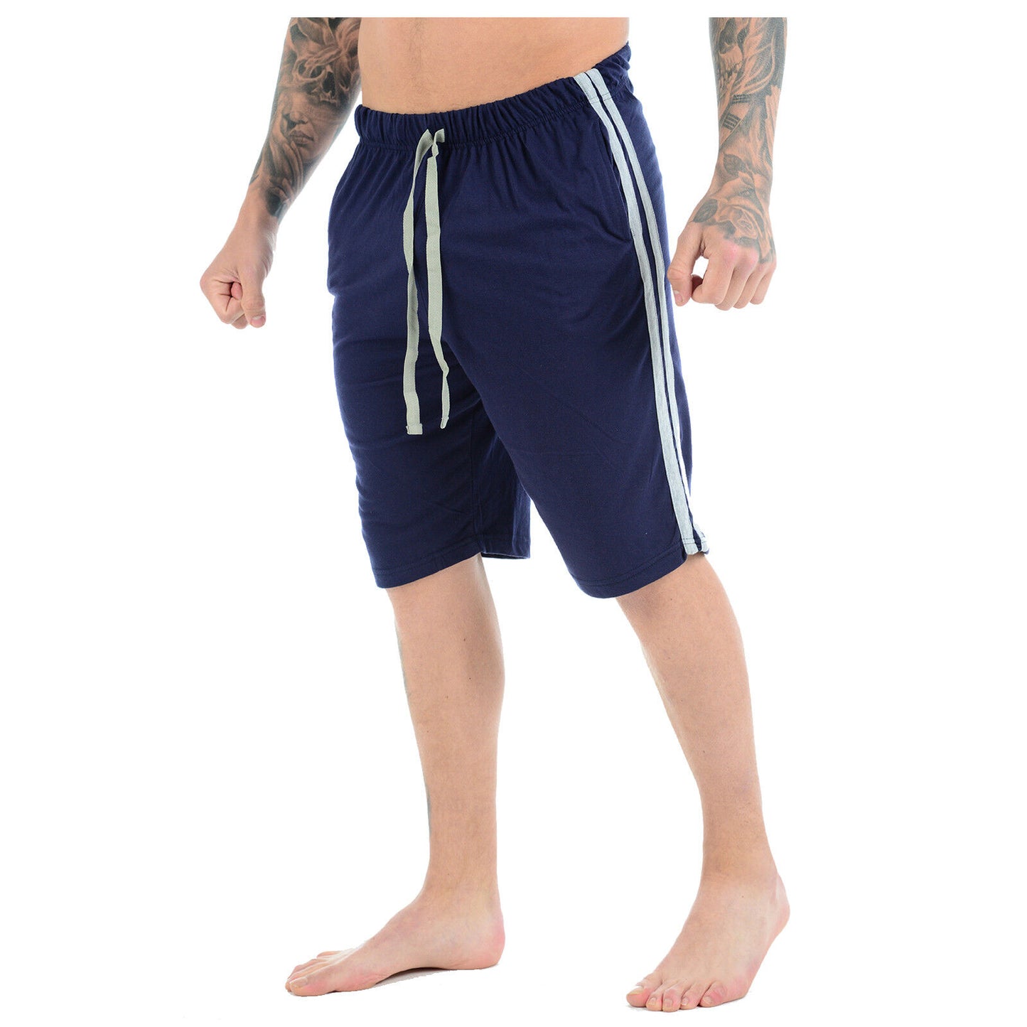 MENS CASUAL LOUNGE SHORTS POLY COTTON PJ BOTTOMS RELAXED FIT BREATHABLE SLEEPWEAR NIGHTWEAR PYJAMAS MULTI POCKETS