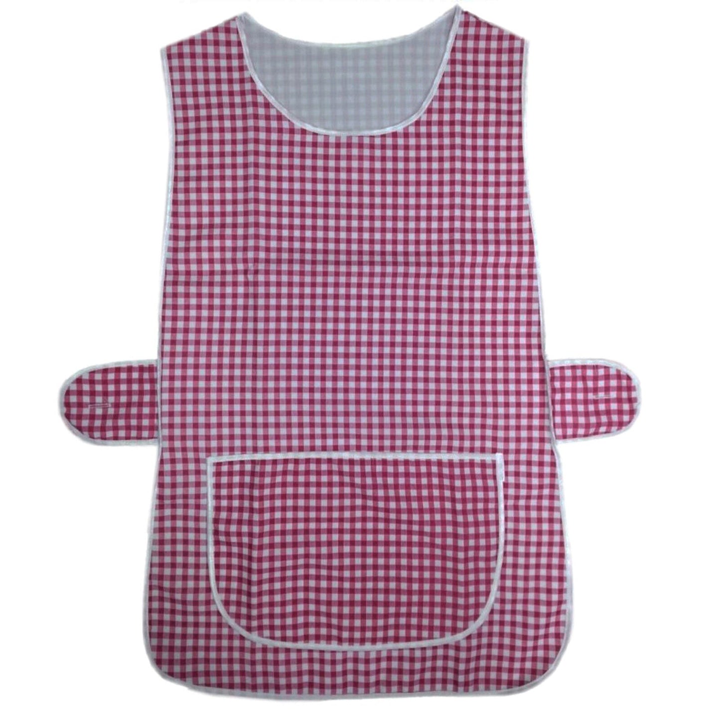 2 PACK WHITE PIPING TABARD LADIES WHITE APRON WOMENS KITCHEN CLEANING CHEF CATERING BAR TABBARD OVERALL