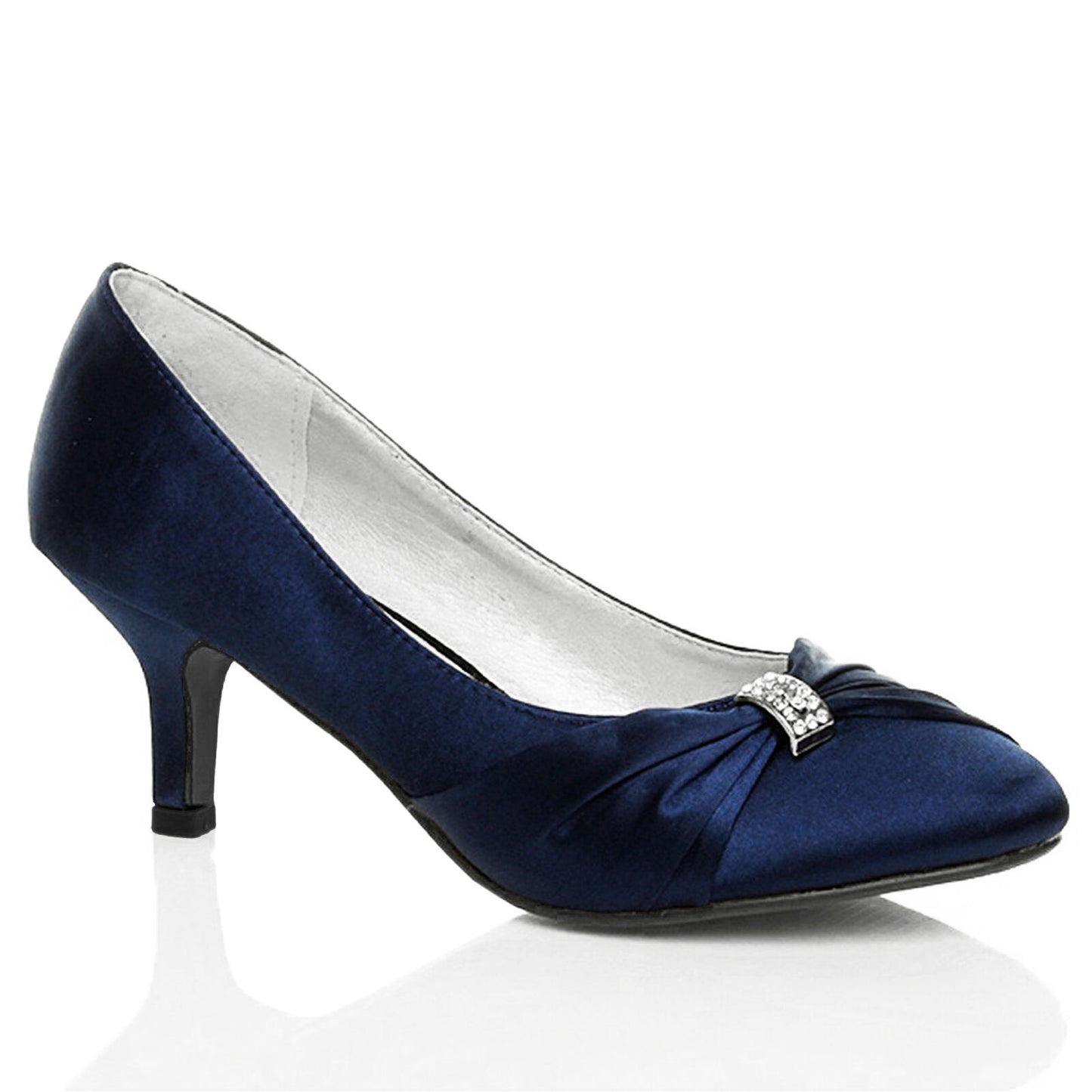 WOMENS SHOES BRIDAL LADIES WEDDING BRIDESMAID STILETTO LOW KITTEN MID SATIN HEEL
