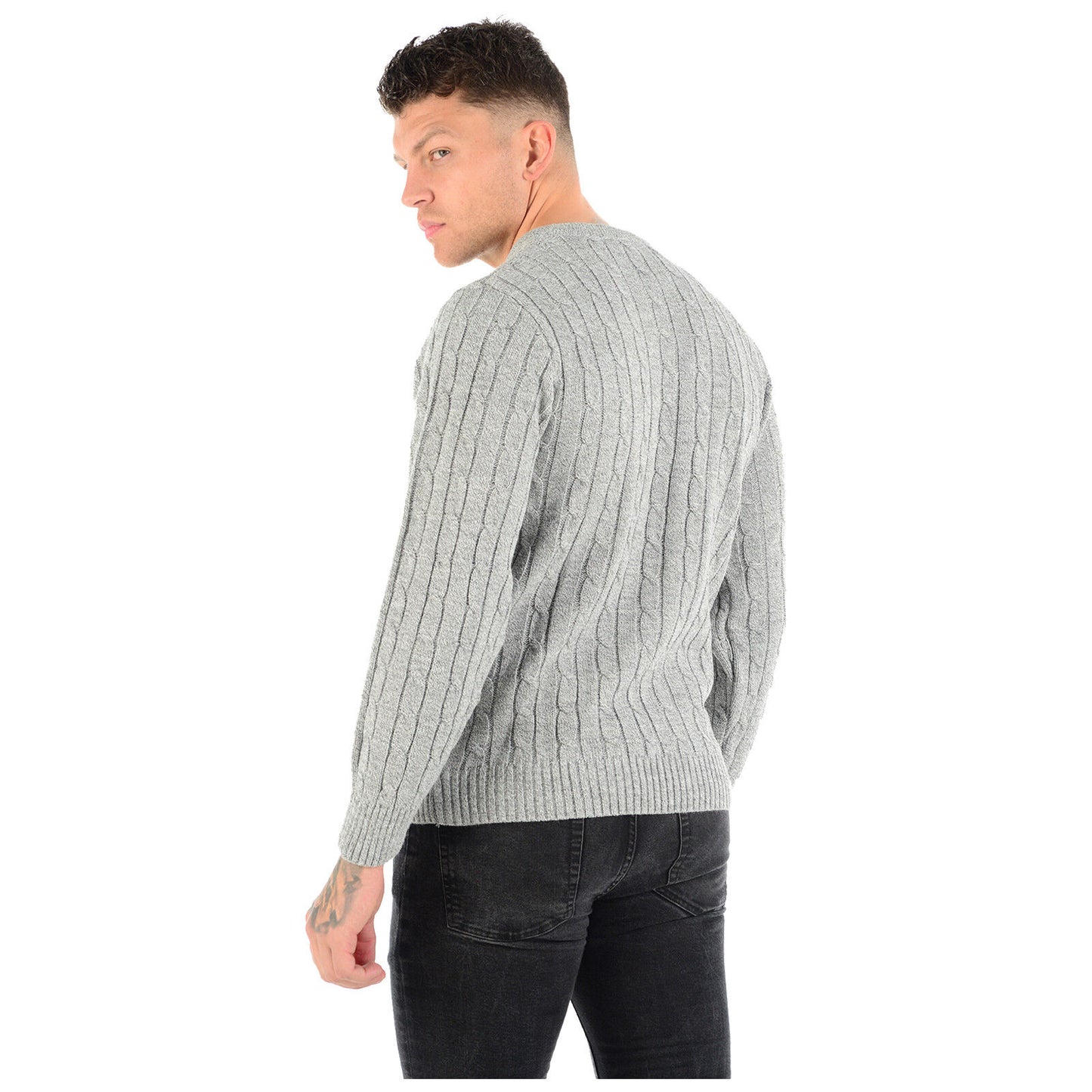 MENS CHUNKY CABLE KNIT JUMPER PLAIN PULLOVER THICK WARM WINTER KNITTED SWEATER Stylish & Warm Pullover Knit