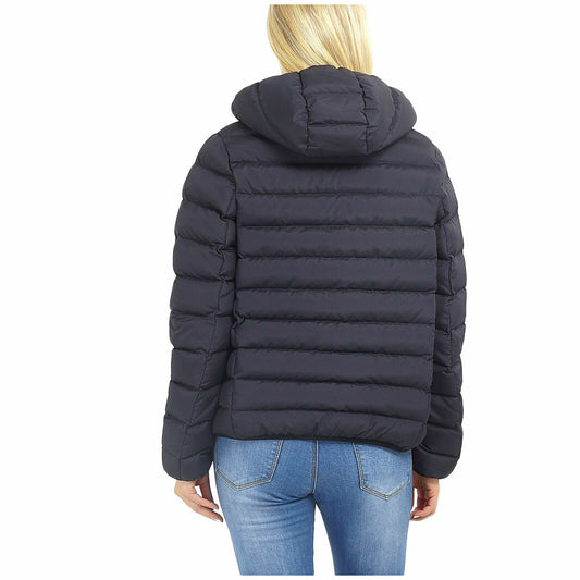 WOMENS PADDED PUFFER JACKET HOODED WINTER WARM POCKETS CASUAL PLAIN PARKA COAT
