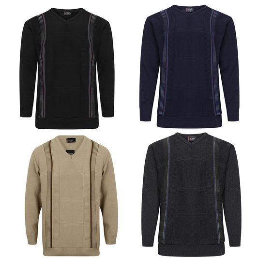 MENS V NECK STRIPE JUMPER LONG SLEEVE KNITWEAR SWEATER PULLOVER SOFT KNITTED TOP