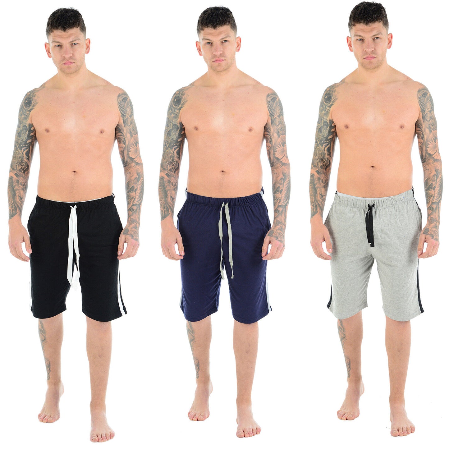 MENS CASUAL LOUNGE SHORTS POLY COTTON PJ BOTTOMS RELAXED FIT BREATHABLE SLEEPWEAR NIGHTWEAR PYJAMAS MULTI POCKETS