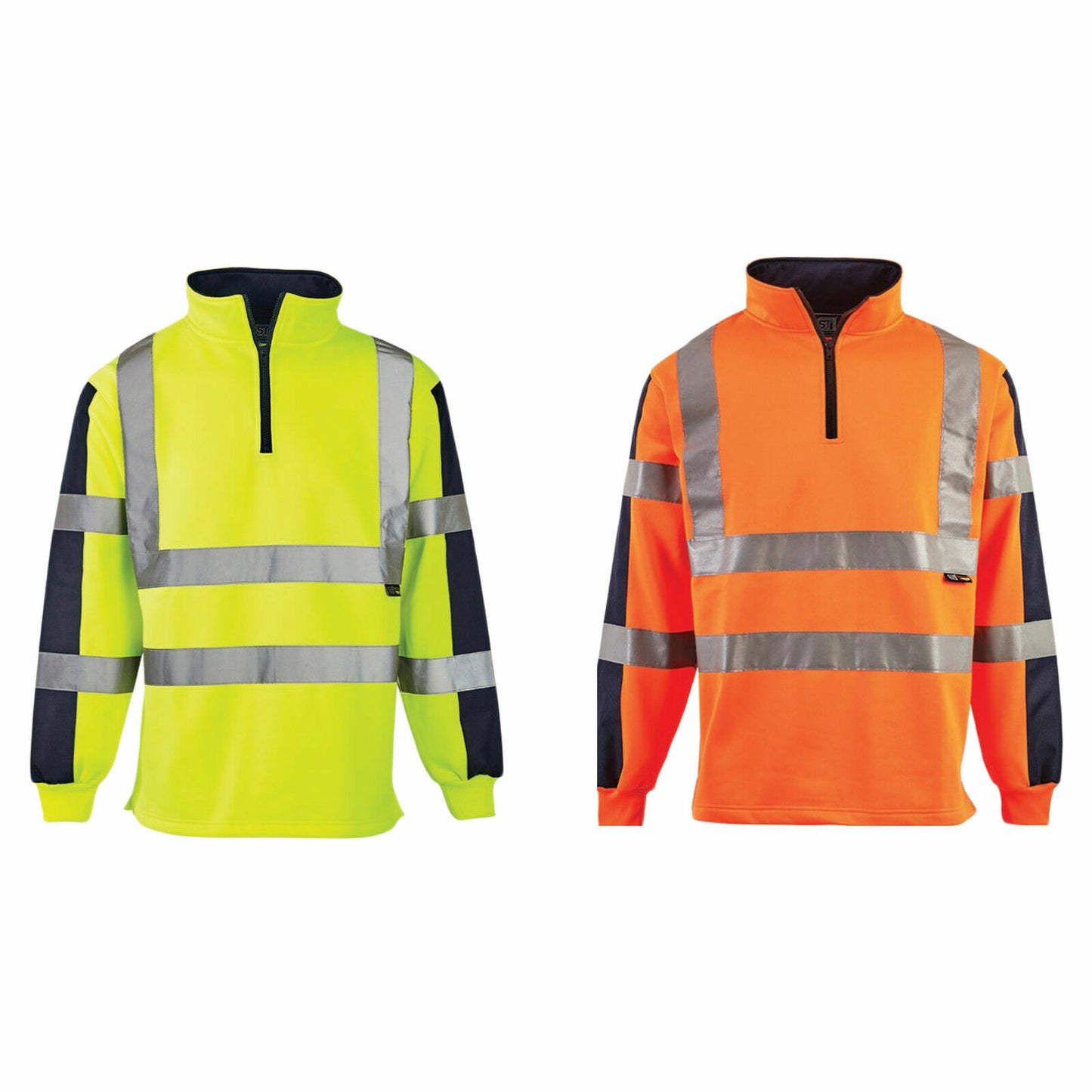 HI VIS VIZ TWO TONE RUGBY SHIRT SWEATSHIRT SAFETY SECURITY WORK WEAR JUMPER TOP