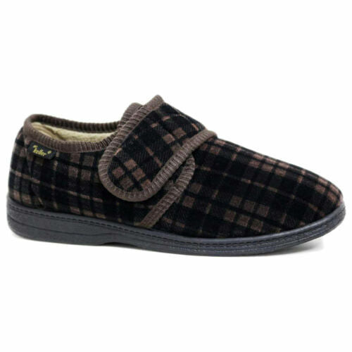 DR KELLER MENS SLIPPERS STRAP FLEECE UPPER WARM CUSHIONED CASUAL SLIP ON SHOES